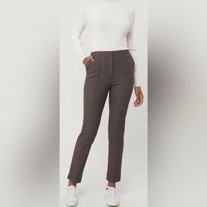 Ann Taylor LOFT Brown Tailored Ankle Plaid High Waist Slim Pants Women’s Size 8